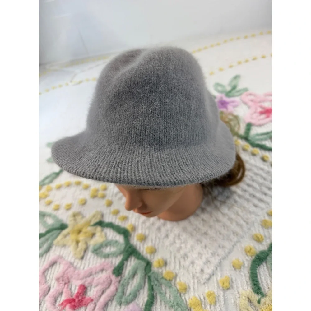 Angora‎ Blend Beanie Hat Grey Soft Warm Cozy Winter One Size
